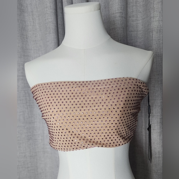 Cynthia Rowley Pink Studded Crop Top - Picture 5 of 11